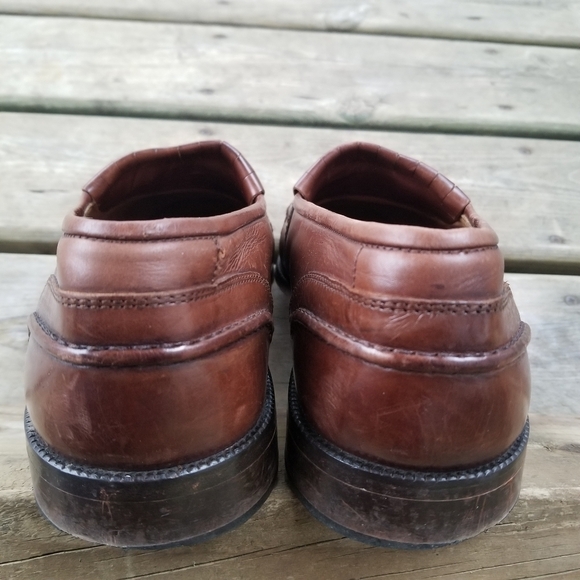 Vintage Bostonian Florentino Brown Leather Fringe Tasseled Moc Toe Loafers 11 - Picture 4 of 10